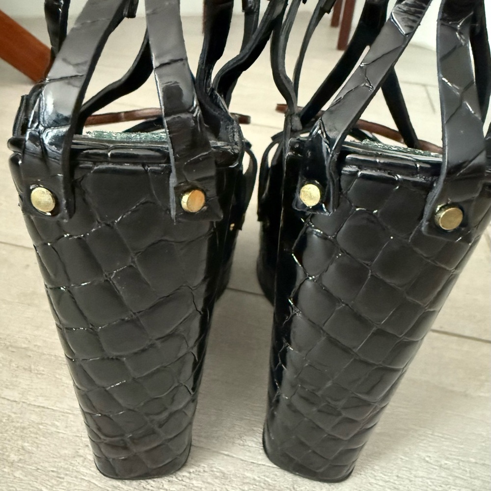 Pucci Black Croc Leather Musa 140 Platform Wedges - Size IT 37 / US 7 - Picture 6 of 7